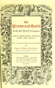 Tapa de The printers of Basle in the XV. and XVI. centuries