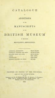 Tapa de Catalogue of additions to the manuscripts in the British Museum in the years MDCCCLXXVI.-MDCCCLXXXI