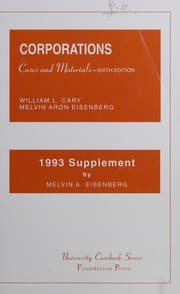 Tapa de Corporations, Cases and Materials/1993 Supplement