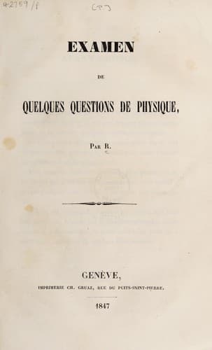 Tapa de Examen de quelques questions de physique