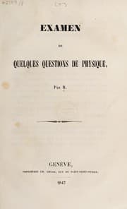 Tapa de Examen de quelques questions de physique
