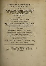 Tapa de Specimen medicum inaugurale, de valvulis, quae in intestinis, ut et quae in systemate venoso, ac in corde, occurrunt ...