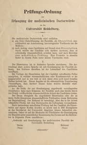 Tapa de Prüfungs-Ordnung zur Erlangung der medicinischen Doctorwürde an der Universität Heidelberg