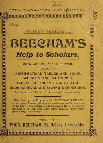 Tapa de Beecham's help to scholars