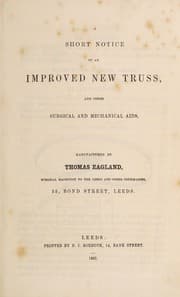 Tapa de A short notice of an improved new truss and other surgical and mechanical aids