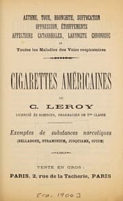 Tapa de Cigarettes américaines de C. Leroy, licencié ès sciences, pharmacien de 1re classe