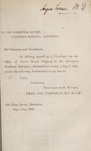 Tapa de [Letter of application for the post of Junior House Surgeon at the Liverpool Northern Infirmary]