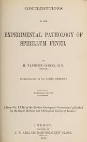 Tapa de Contributions to the experimental pathology of spirillum fever