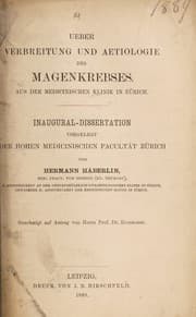Tapa de Ueber Verbreitung und Aetiologie des Magenkrebses ...