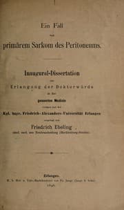 Tapa de Ein Fall von primärem Sarkom des Peritoneums ...