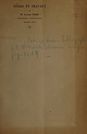 Tapa de Titres de travaux du Dr. Lucien Nass
