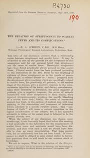 Tapa de The relation of streptococci to scarlet fever and its complications