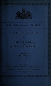 Tapa de Specification of John Blackman and Edward Blackman