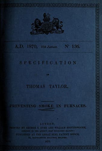 Tapa de Specification of Thomas Taylor