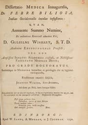 Tapa de Dissertatio medica inauguralis, de febre biliosa, Indiae Occidentalis incolas infestante ...