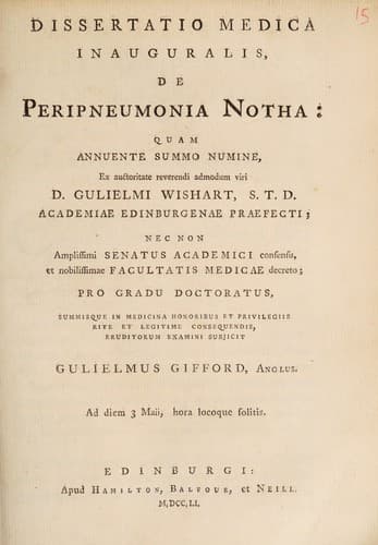 Tapa de Dissertatio medica inauguralis, de peripneumonia notha ...