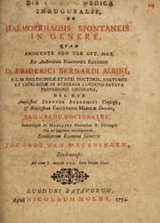 Tapa de Dissertatio medica inauguralis de haemorrhagiis spontaneis in genere ...
