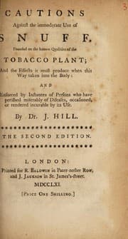 Tapa de Cautions against the immoderate use of snuff. Founded on the known qualities of the tobacco plant; and the effects it must produce when this way taken into the body