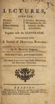 Tapa de Lectures, upon the heart, lungs, pericardium, pleura, aspera arteria, membrana intersepiens or mediastinum, together with the diaphragm