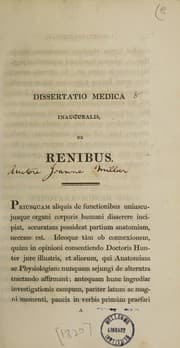 Tapa de Dissertatio medica inauguralis de renibus
