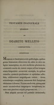 Tapa de Tentamen inaugurale quaedam de diabete mellito complectens