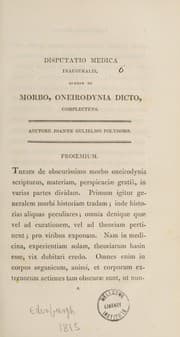 Tapa de Dissertatio medica inauguralis, quaedam de morbo, oneirodynia dicto, complectens