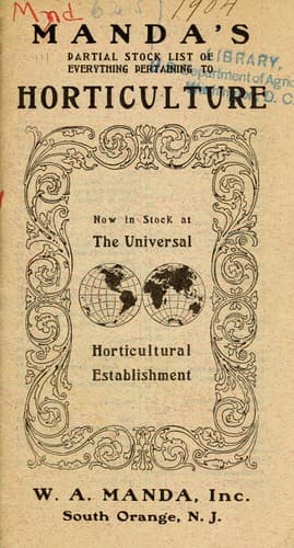 Tapa de Manda's partial stock list of everything pertaining to horticulture