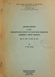 Tapa de Advance report on the sedimentation survey of High Rock Reservoir, Salisbury, North Carolina, May 18, 1935-October 25, 1935