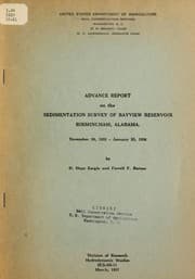 Tapa de Advance report on the sedimentation survey of Bayview Reservoir, Birmingham, Alabama, November 30, 1935-January 25, 1936
