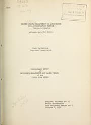 Tapa de Preliminary study of watershed management and water yields of the Upper Gila River