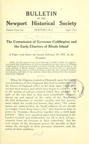 Tapa de The commission of Governor Coddington and the early charters of Rhode Island