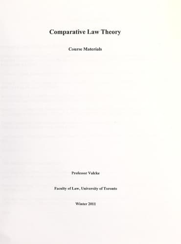 Tapa de Comparative law theory