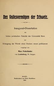 Tapa de Das Volksvermögen der Schweiz