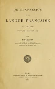 Tapa de De l'expansion de la langue française en Italie pendant le moyen-age