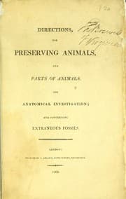 Tapa de Directions for preserving animals and parts of animals for anatomical investigations
