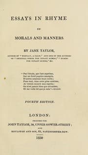 Tapa de Essays in rhyme on morals and manners