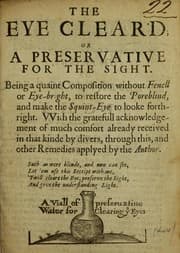 Tapa de The Eye clear'd; or A preservative for the sight