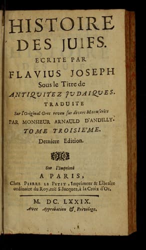 Tapa de Histoire des Iuifs