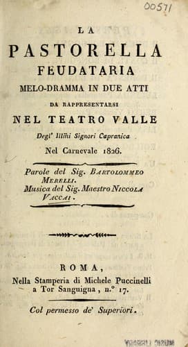 Tapa de La pastorella feudataria