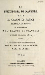 Tapa de La principessa di Navarra, o sia, Il Gianni di Parigi