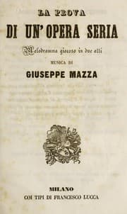 Tapa de La prova, di un opera seria / Giuseppe Mazza