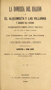 Tapa de La romería del halcón, o, El alquimista y las villanas y desdenes mal fingidos