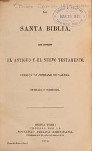 Tapa de La Santa Biblia, que contiene el Antiguo y el Nuevo Teatamento