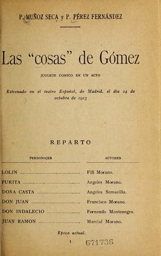 Tapa de Las "cosas" de Gómez