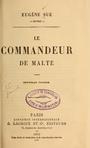 Tapa de Le commandeur de Malte