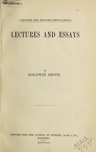 Tapa de Lectures and essays