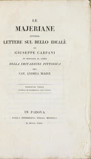Tapa de Le Majeriane, ovvero, Lettere sul bello ideale di Giuseppe Carpani, in risposta al libro Della imitazione pittorica del cav. Andrea Majer