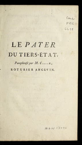 Tapa de Le Pater du Tiers-e tat