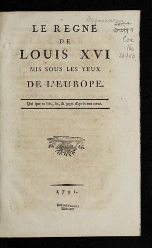 Tapa de Le regne de Louis XVI mis sous les yeux de l'Europe