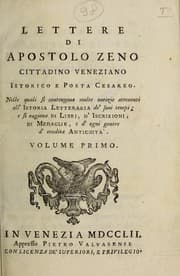 Tapa de Lettere di Apostolo Zeno ... nelle quali si contengono molte notizie attenenti all' istoria letteraria de'suoi tempi